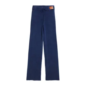 Desigual wide leg high waist casual broek donkerblauw