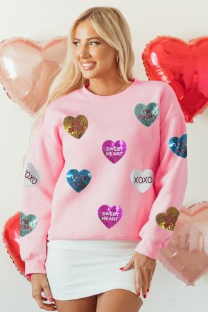 Pailletten Hart Valentijn Sweater