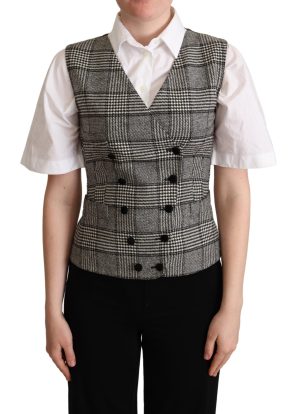 Dolce & Gabbana Dames Grijze Geruite Mouwloze Gilet