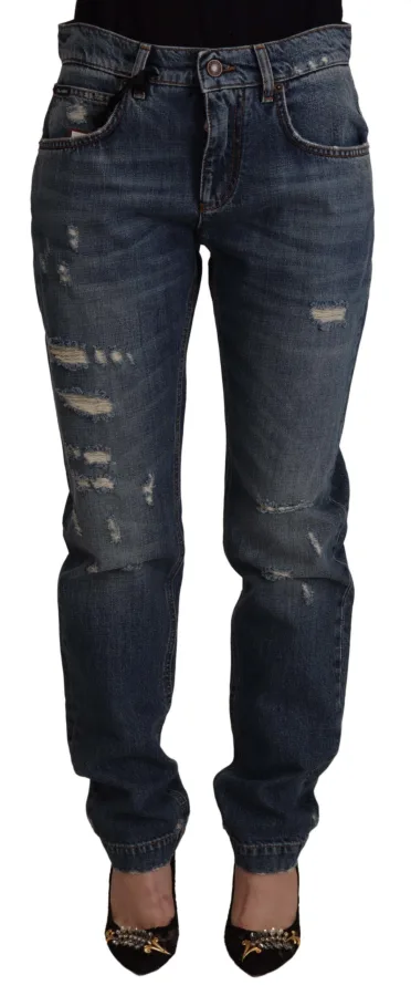 Dolce Gabbana Versleten Jeans Verweerd Denim