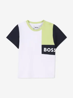 BOSS Baby Jongens Kleurblok T-Shirt in Wit