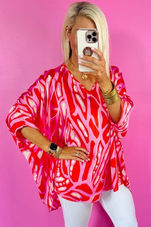 Abstracte Print Zijde Blouse