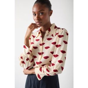 LK Bennett Tw Sonya Lips Blouse Red