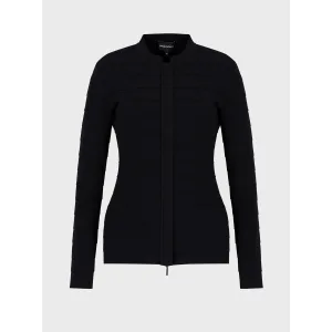 Women’s Emporio Armani Cotton Crew Neck Jacket in Black
