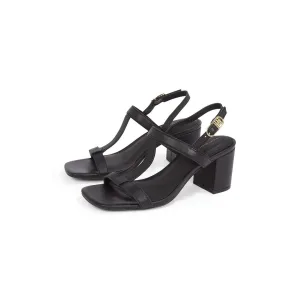 Tommy Hilfiger Sandaaltjes LEATHER BLOCK HEEL SANDAL , avondschoen, partyschoen met verstelbare gesp, smalle vorm