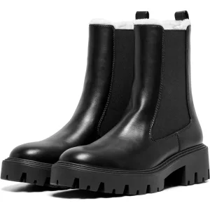 ENKELE BETTY-9 WARME GEVOERDE Polyurethaan Dames Zwarte Hak Enkelboots