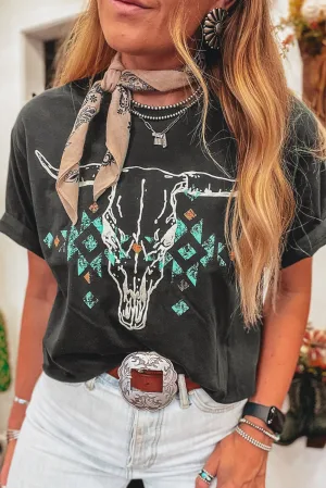 Longhorn Skull Graphic T-shirt