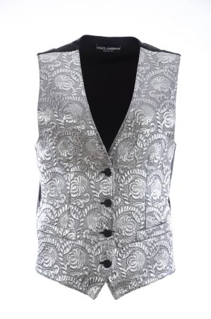 Dolce & Gabbana Vrouwen Zilver Brokaat Mouwloze Metallic Top