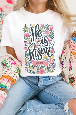 Bloemen Hij Is Opgestaan Pasen T-shirt