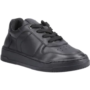Hush Puppies Dougie Leer Jongens Zwarte Sneakers