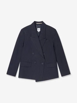 BOSS Jongens Gestreepte Blazer in Marineblauw