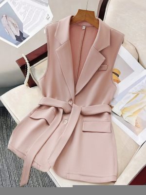 Mouwloos Blazer Vest met Sleuteledespantalon Tailleband