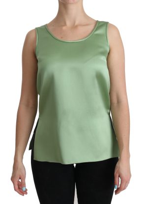 Dolce & Gabbana Groene Mouwloze 100% Zijde Tank Blouse