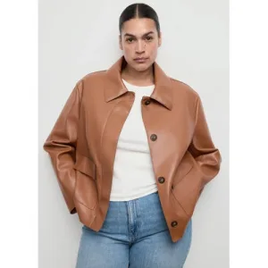 Mango imitatieleren jas bruin