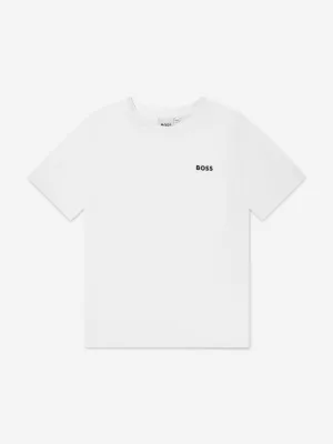 BOSS Jongens Logo Print T-Shirt in Wit
