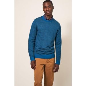 White Stuff Newport Jacquard Merino Crew Mid Teal