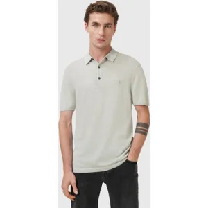 AllSaints Mode Merino Ss Polo Slate Green