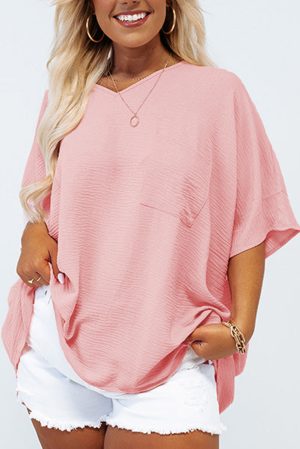 Plus Size V-hals Pocket Top