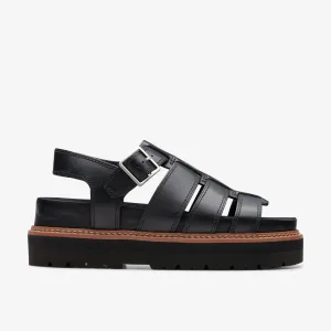 Orianna Twist Zwarte Leren Sandalen