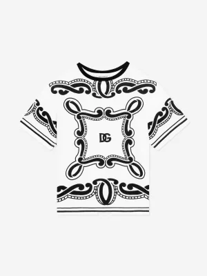 Jongens T-shirt met Bandana Print Logo in Wit