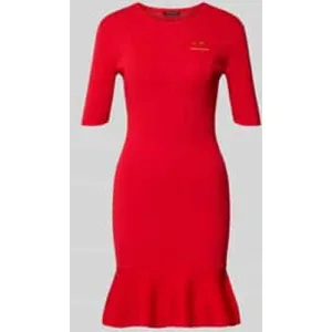 Armani Exchange Knielange jurk van viscosemix met labelstitching