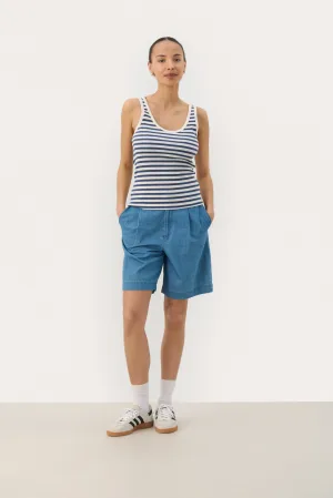 Blouse met korte mouwen Regular fit Oceania Stripe blue white