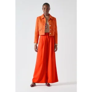 LK Bennett Jk Vita Tweed Jacket Bright Orange