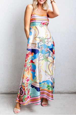 Tropisch Kaartprint Maxi-jurk