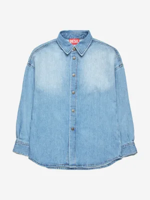 Jongens Oval D Ruglogo Denim Shirt in Blauw