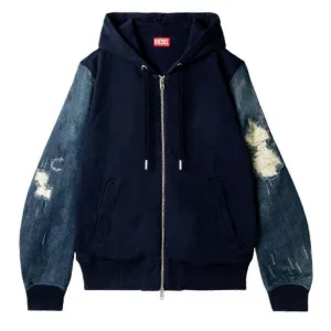 Diesel Heren Denim Mouw Jacket (Blauw)