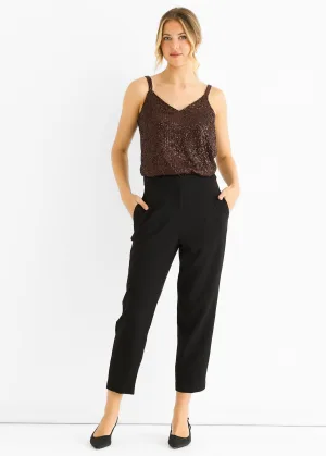Zwarte enkellange pantalon met sigarettenpijp