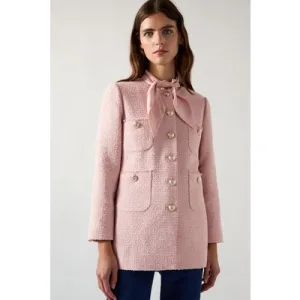 LK Bennett Jk Rosie Tweed Jacket Light Pink