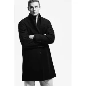 Mango Man manteljas met wol zwart