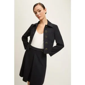 LK Bennett Jk Halina Crepe Jacket Black