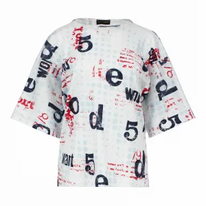 Oversized katoenen T-shirt met ripstop-print en elleboogmouwen