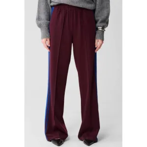 Shoeby Wide leg high waist gestreepte casual broek donkerrood