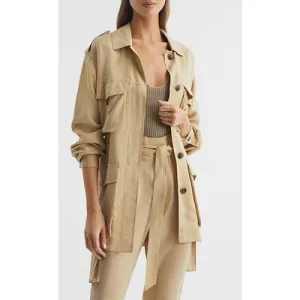 Reiss Joanie-cupro Trench Coat Neutral