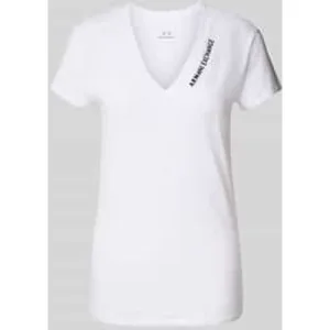 Armani Exchange T-shirt met labelstitching en V-hals