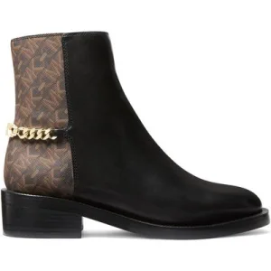 Michael Kors Carlisle Flat Boot In Black And Brown Logo Print