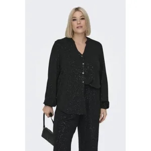 ONLY CARMAKOMA blouse CARJOSEE met glitters zwart