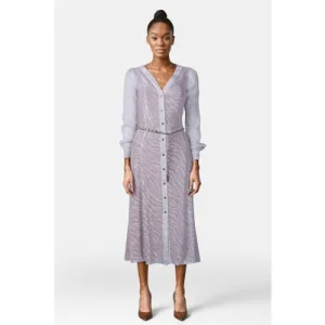 Michael Kors Button Down Dress In White Zebra Jaquard