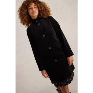 White Stuff Karla Velvet Coat Pure Black