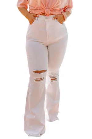 Plus Size Versleten Flared Jeans