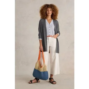 White Stuff Laura Longline Cardi Light Grey