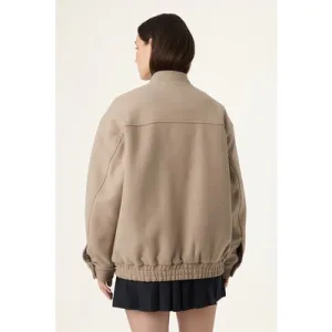 FILA Como Oversized Felted Varsity Jacket Weathered Teak