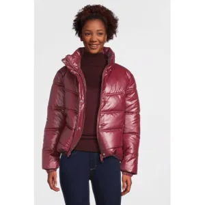 Anytime metallic gewatteerde jas donkerrood