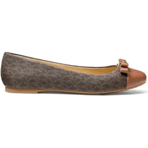 Michael Kors Andrea Ballet Shoe In Brown Logo Print