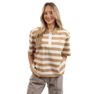 Timberland Dames/Dames Gestreept Poloshirt Met Korte Mouwen (Bruin)