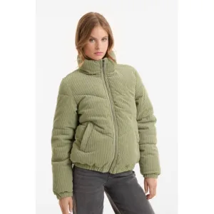 Anytime corduroy gewatteerde jas lichtkaki