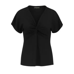 Zwarte jersey top met gedraaide voorkant – Conquista